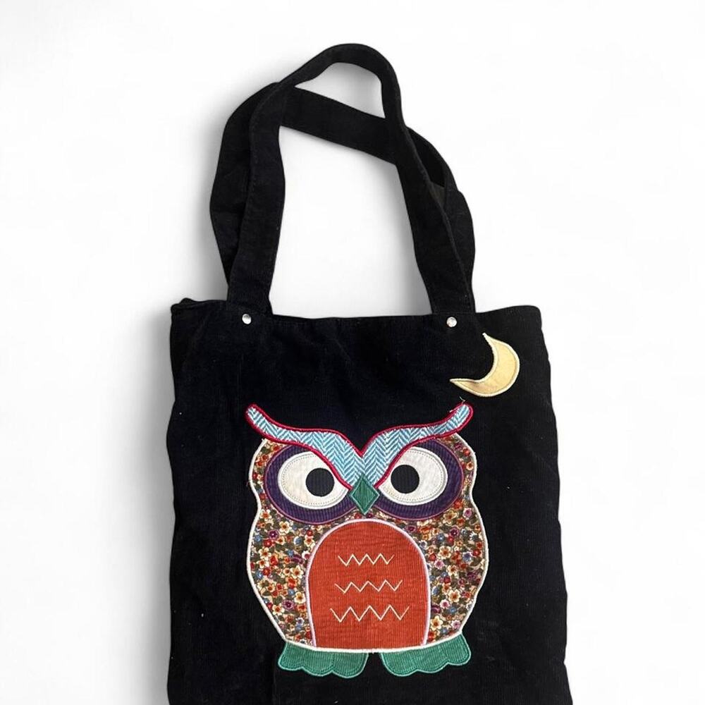 Black corduroy tote bag